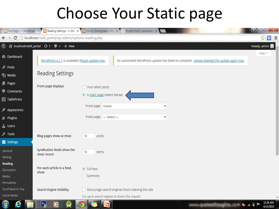 Choose Your Static page Sahil Narang