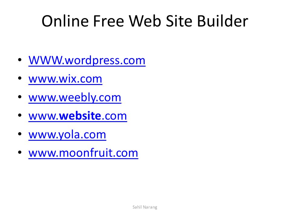 Online Free Web Site Builder Sahil Narang