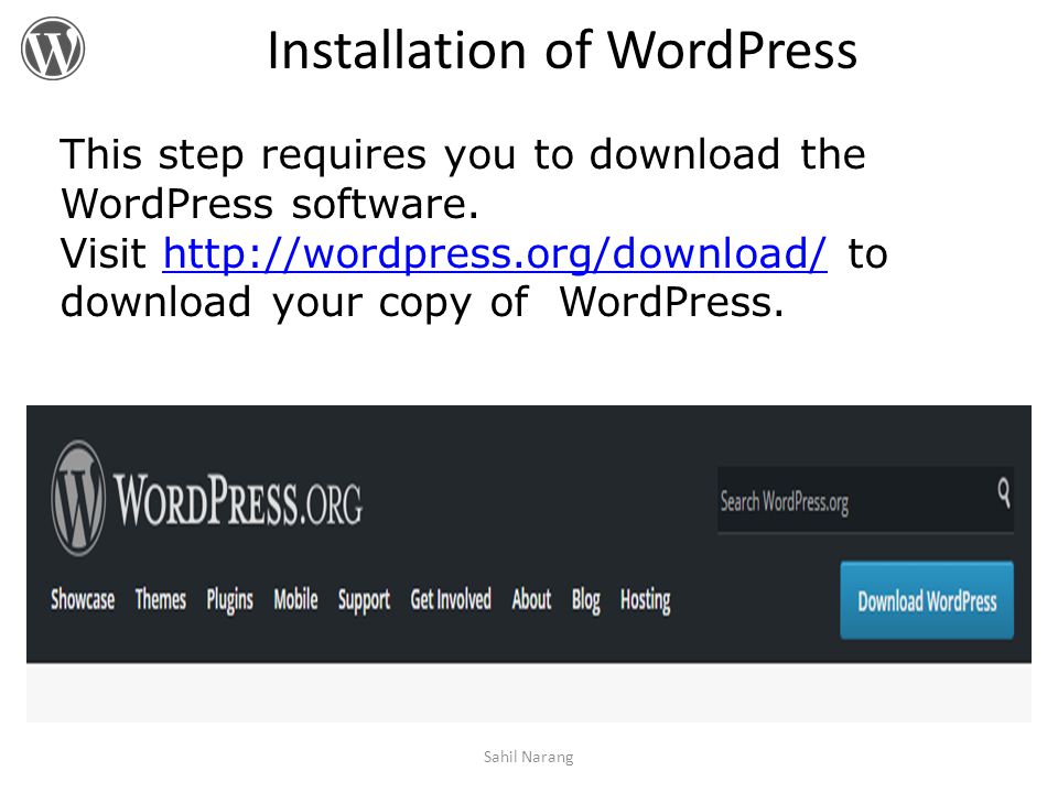 This step requires you to download the WordPress software.