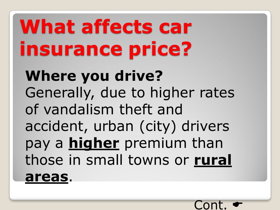 What affects car insurance price. Where you drive.