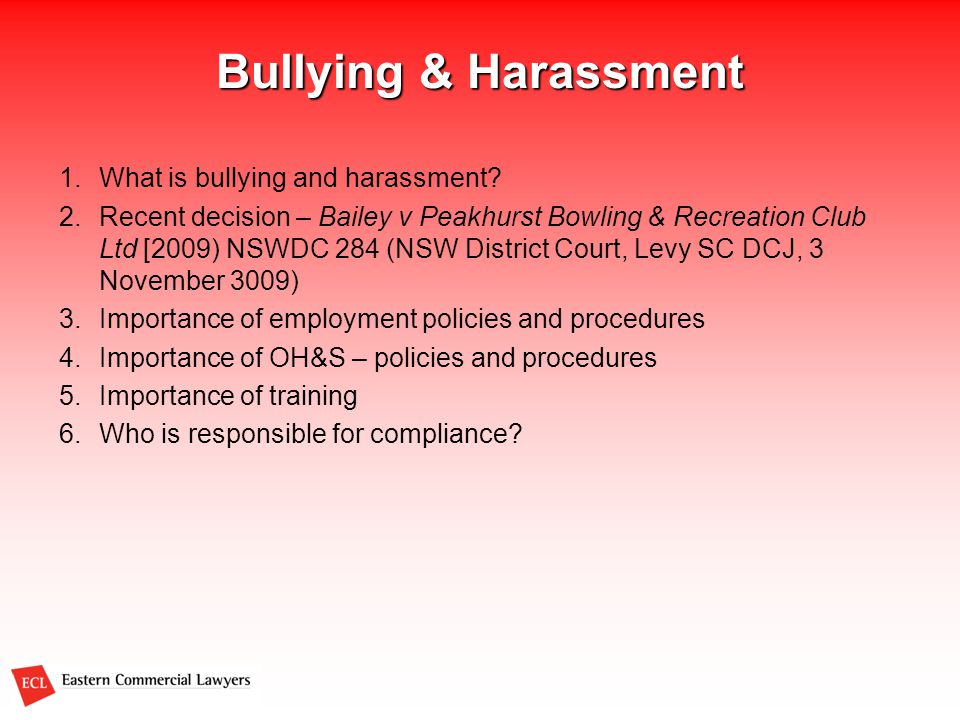 Bullying & Harassment 1.What is bullying and harassment.