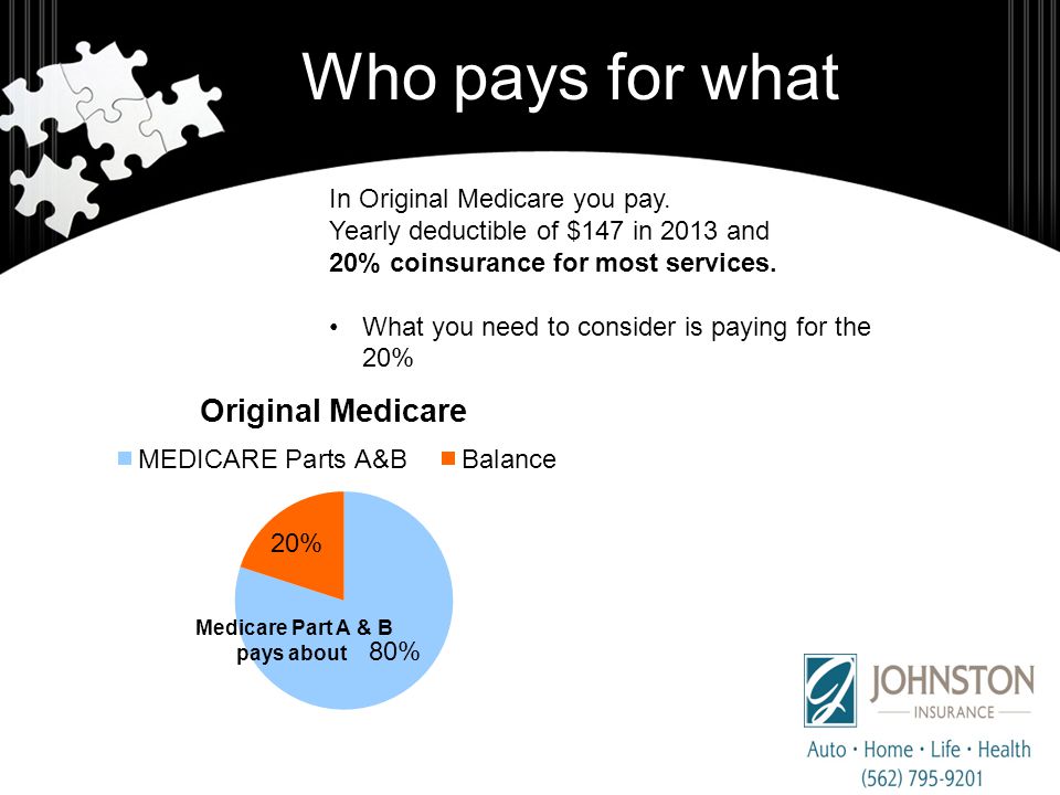 Who pays for what In Original Medicare you pay.