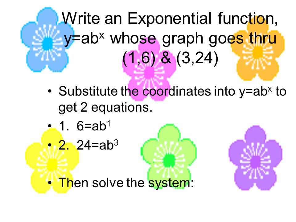 8 7 Modeling With Exponential Power Functions P Ppt Download Write An Exponential Function Y Ab X Whose Graph Goes Thru 1