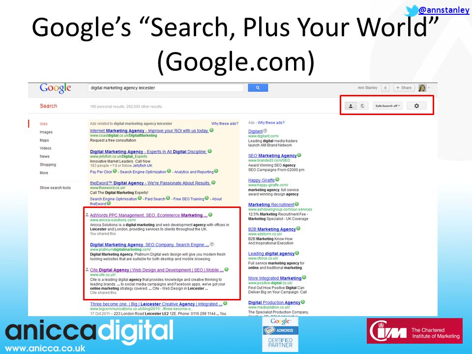 @annstanley Google’s Search, Plus Your World (Google.com)