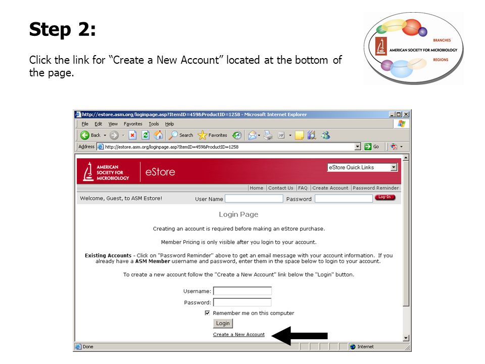 Step 2: Click the link for Create a New Account located at the bottom of the page.