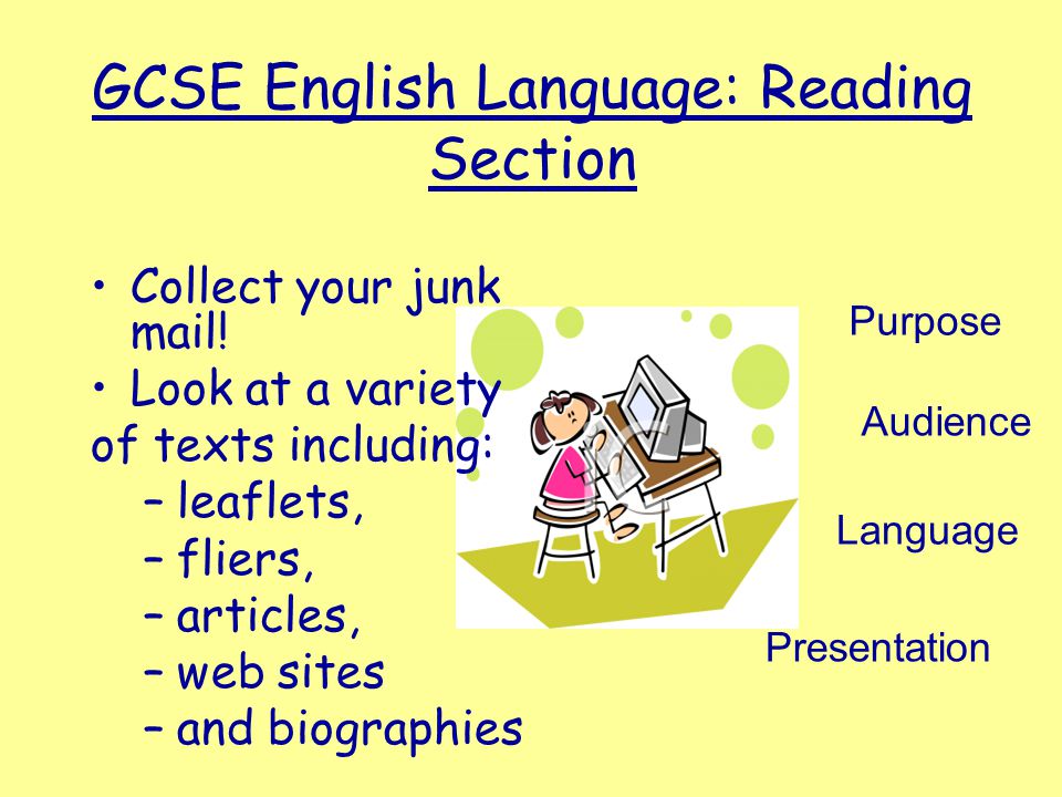 GCSE English Language: Reading Section Collect your junk mail.