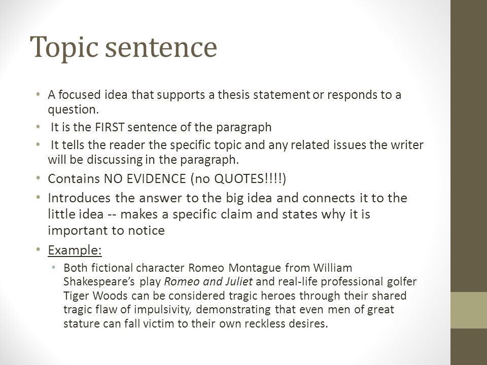 Topic Sentence And Thesis Statement