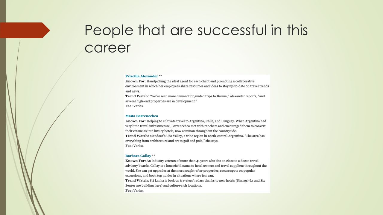 People that are successful in this career