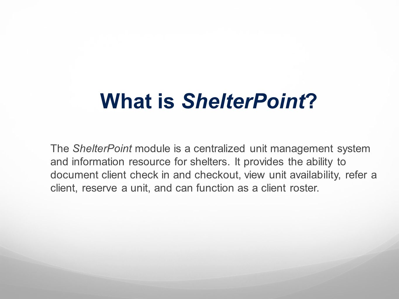 What is ShelterPoint.