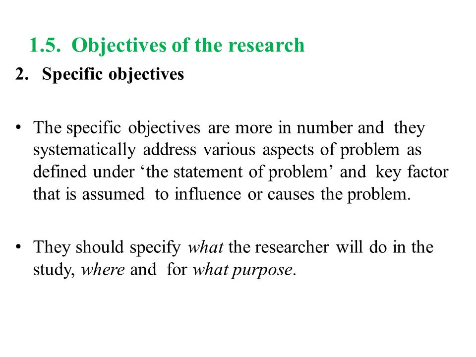 Thesis statement of the problem and objectives
