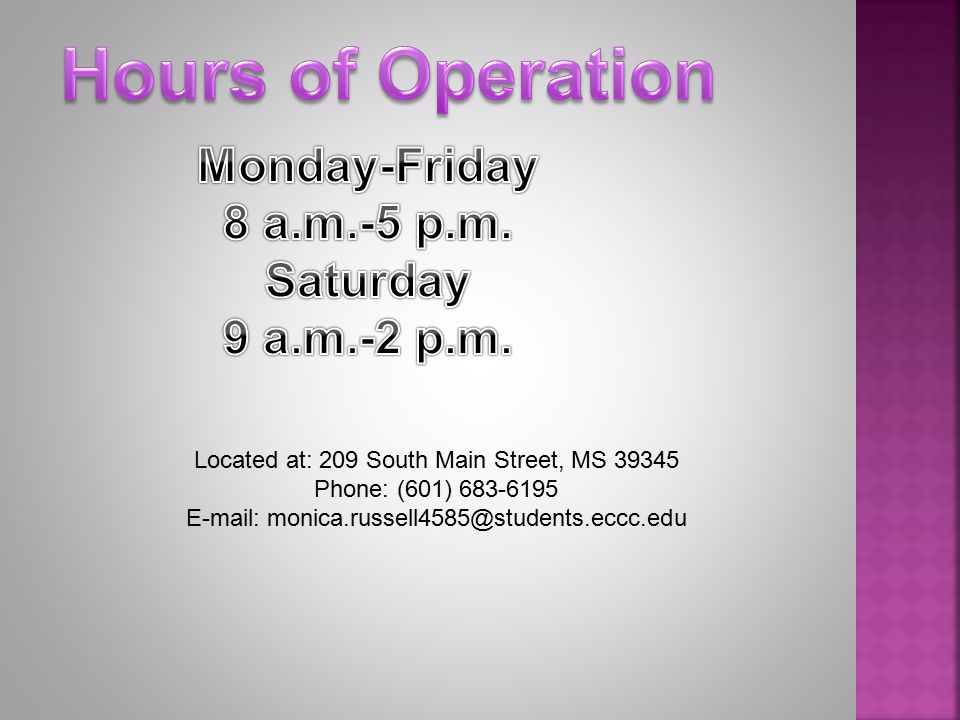 Located at: 209 South Main Street, MS Phone: (601)