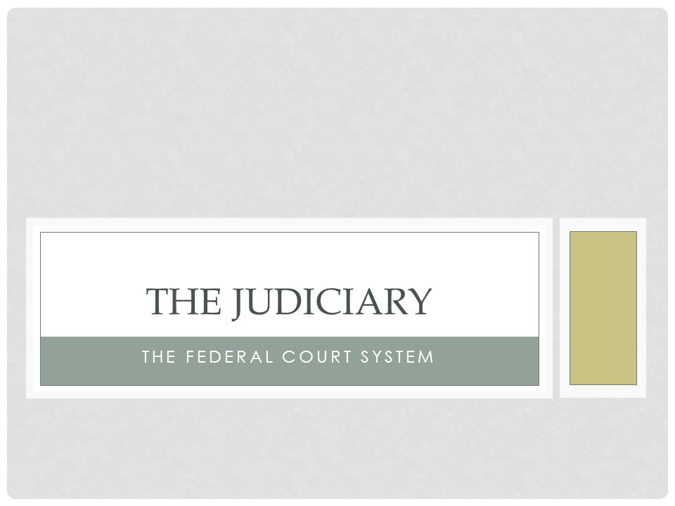 THE FEDERAL COURT SYSTEM THE JUDICIARY