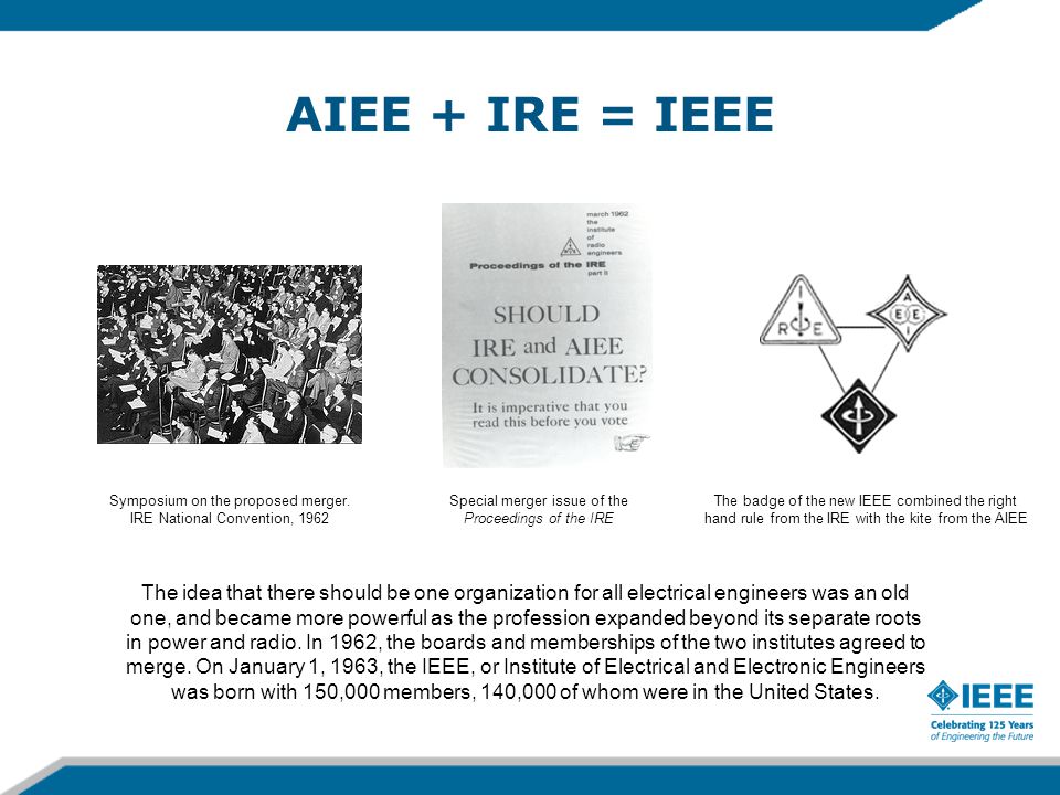 AIEE + IRE = IEEE Symposium on the proposed merger.