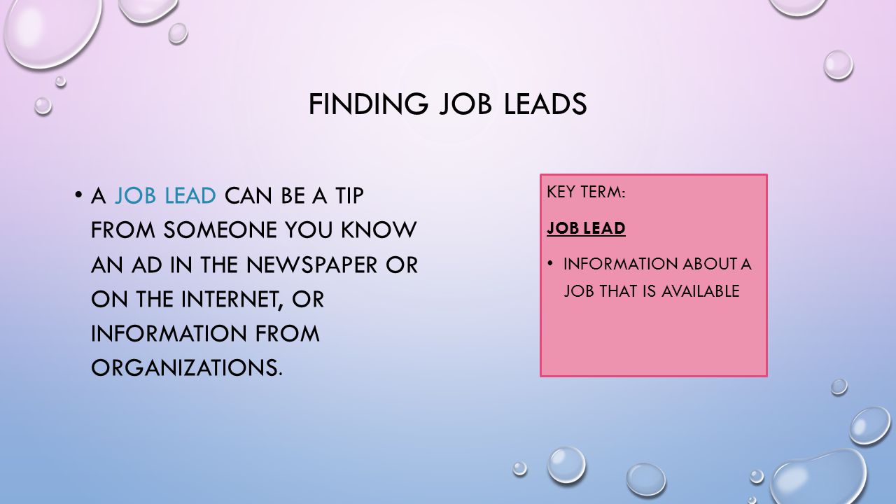 exploring sources of job leads chapter 6 1 read to learn what sources of job leads