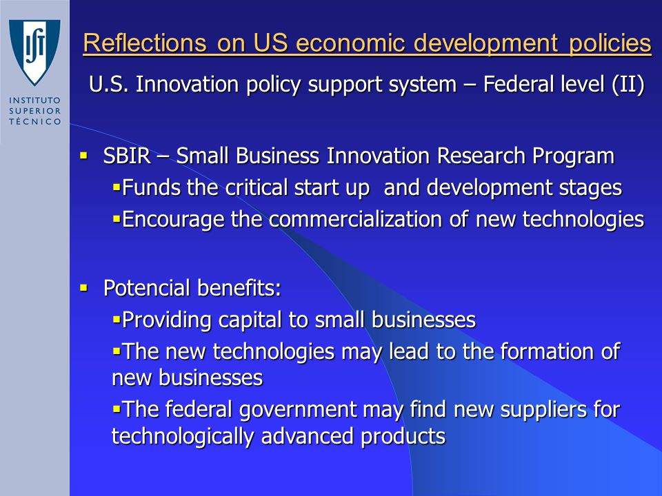Reflections on US economic development policies U.S.