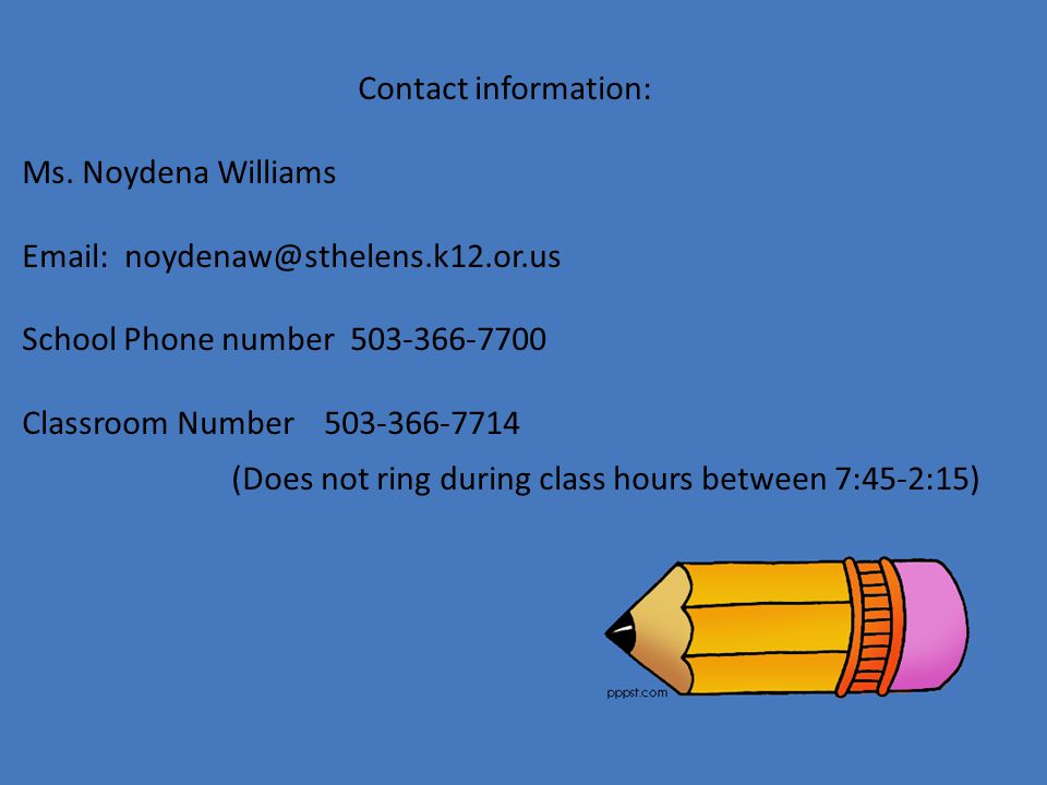 Contact information: Ms.