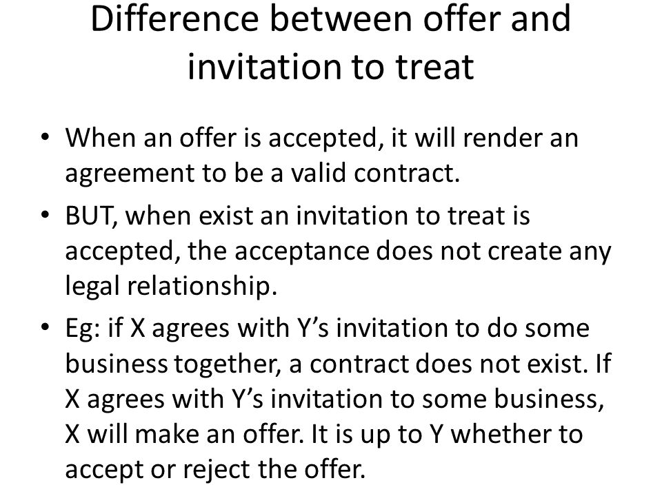 offer and invitation to offer