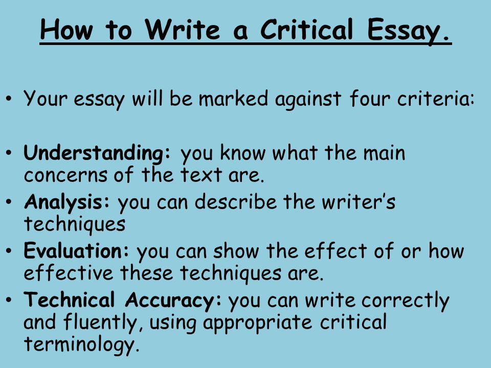 How To Write Critical Essay