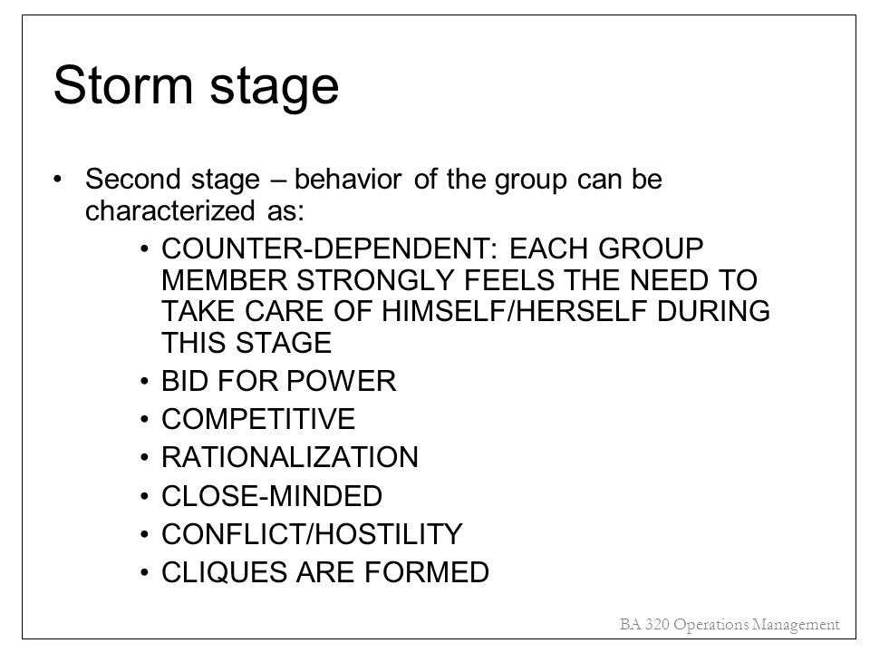 ba 320 operations management group dynamics ba 320 operations form storm norm perform ppt