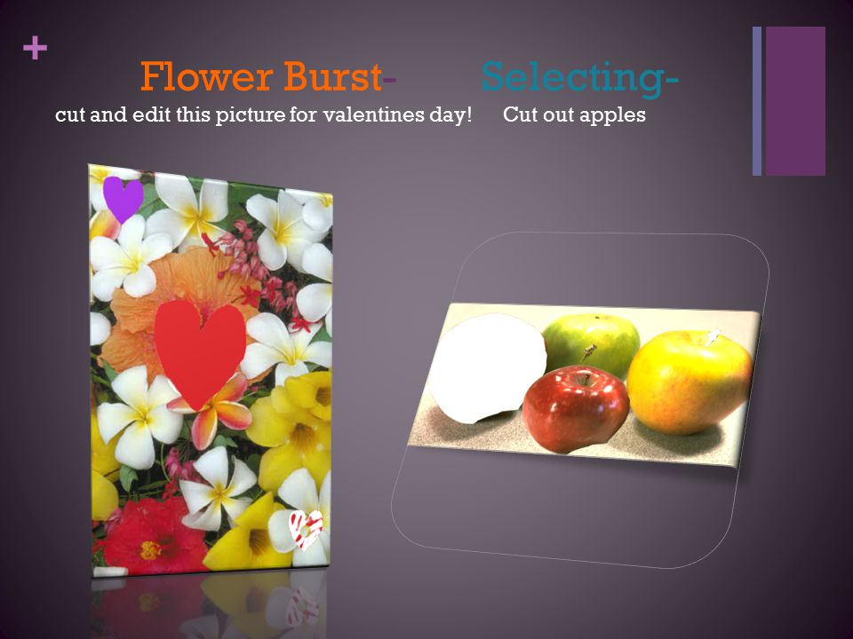 + Flower Burst-Selecting- cut and edit this picture for valentines day! Cut out apples