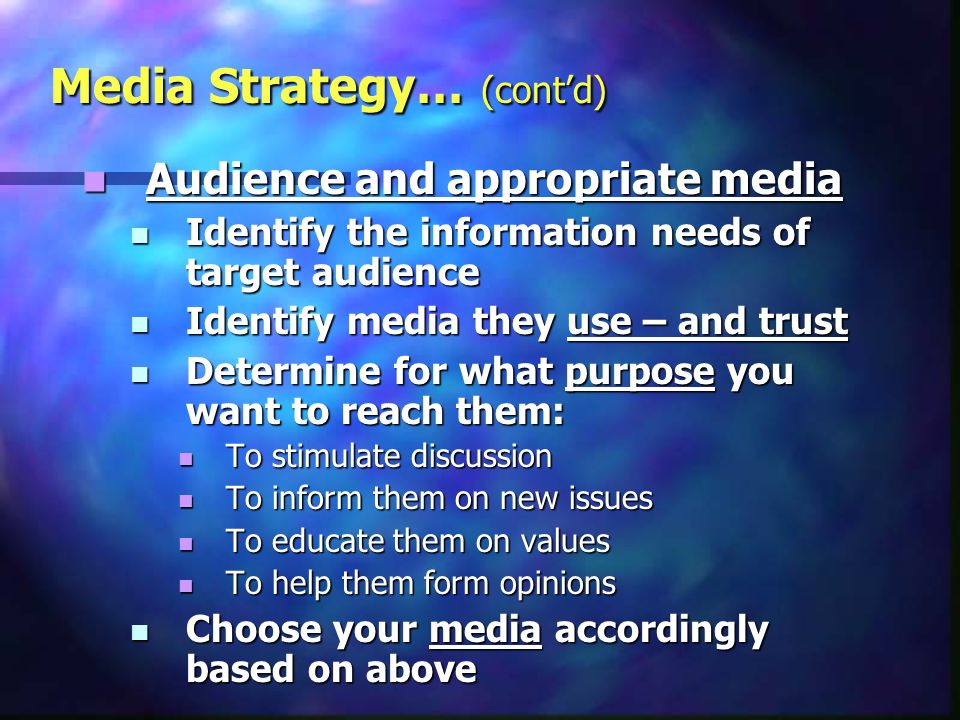Develop a Media Strategy 1.