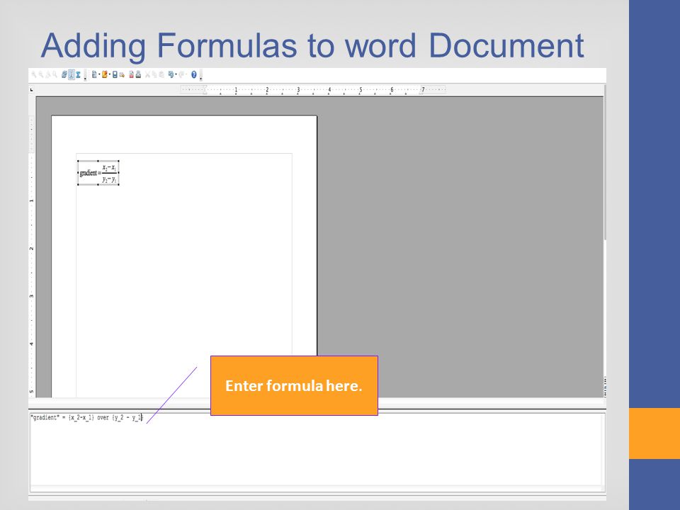 Adding Formulas to word Document Enter formula here.