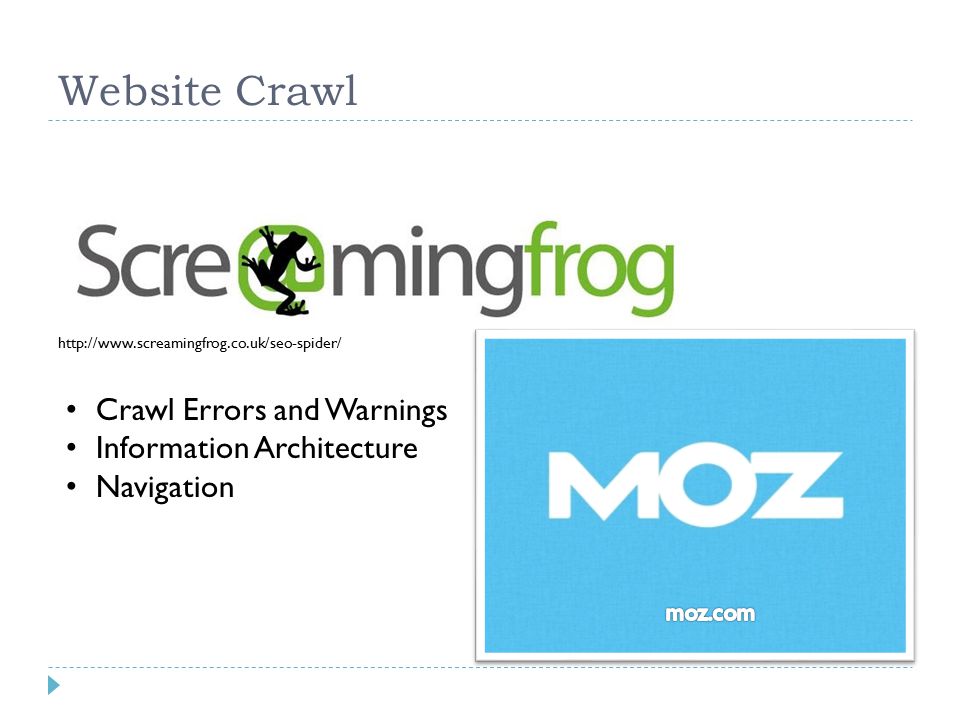 Website Crawl Crawl Errors and Warnings Information Architecture Navigation