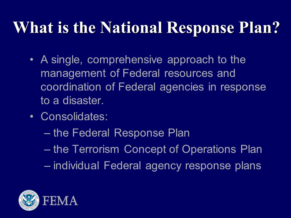 What is the National Response Plan.