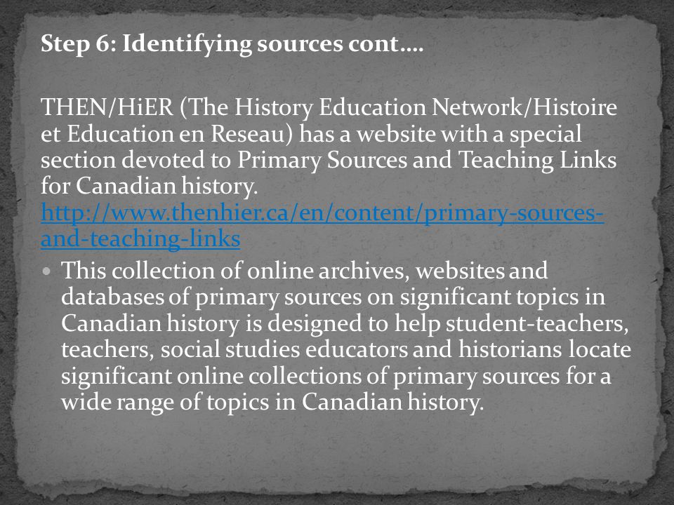 Step 6: Identifying sources cont….