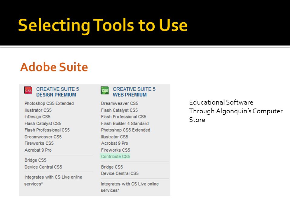 Adobe Suite Educational Software Through Algonquin’s Computer Store