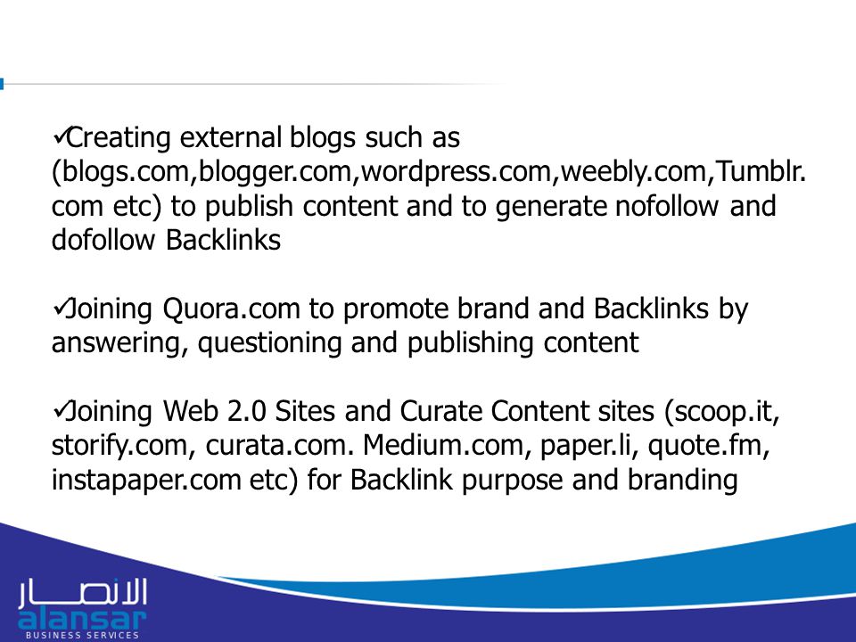 8/16/2015 Creating external blogs such as (blogs.com,blogger.com,wordpress.com,weebly.com,Tumblr.
