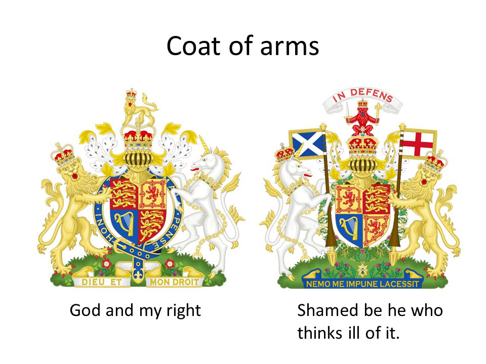 Coat of arms God and my rightShamed be he who thinks ill of it.