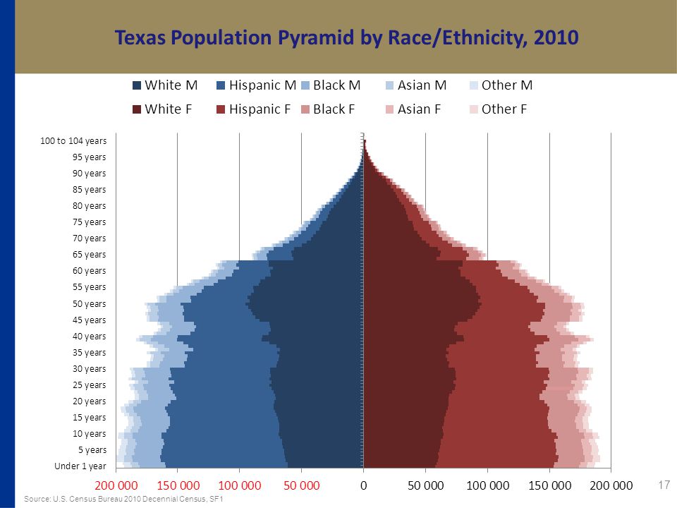 Texas Population Pyramid by Race/Ethnicity, Source: U.S.