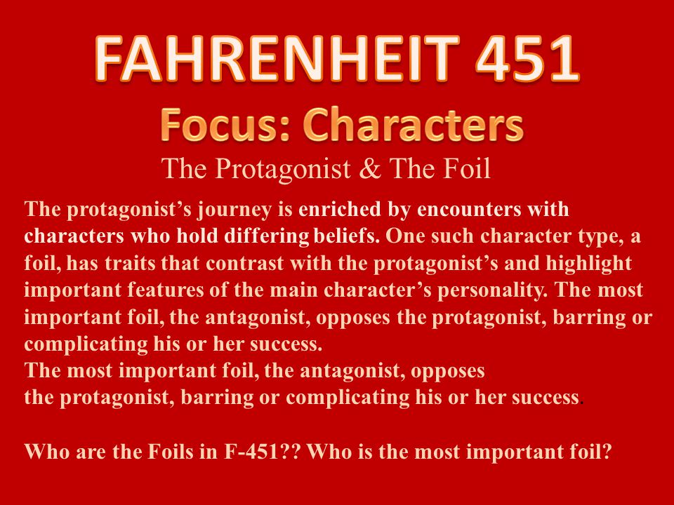 The Protagonist & The Foil The protagonist’s journey is enriched by encounters with characters who hold differing beliefs.