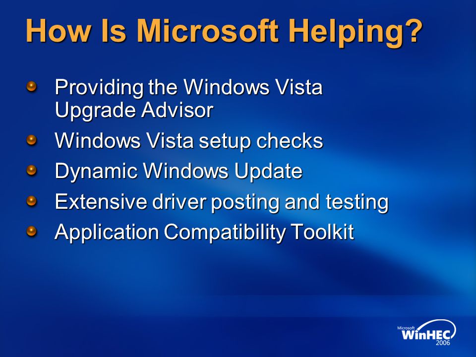 Windows Vista Upgrade Advisor Pc