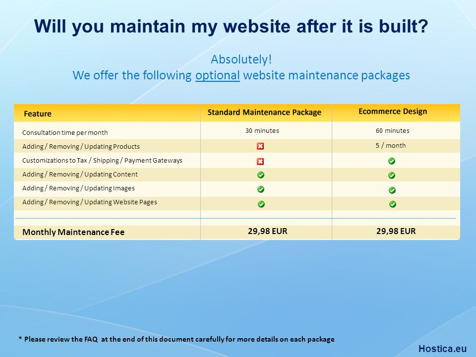 Will you maintain my website after it is built.