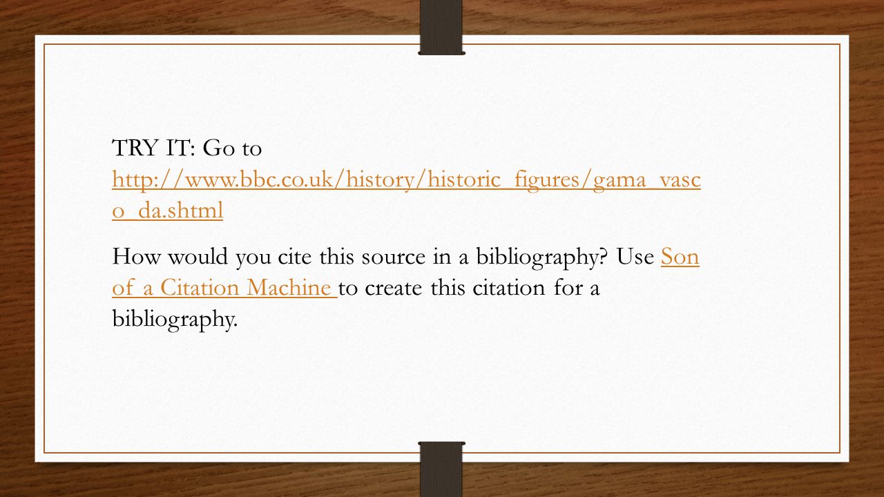 TRY IT: Go to   o_da.shtml   o_da.shtml How would you cite this source in a bibliography.