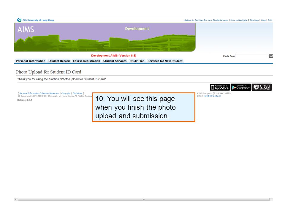 10. You will see this page when you finish the photo upload and submission.