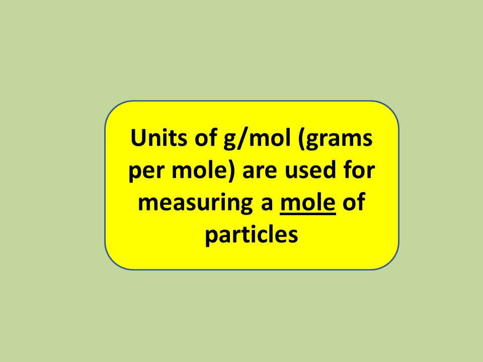 Units of g/mol (grams per mole) are used for measuring a mole of particles