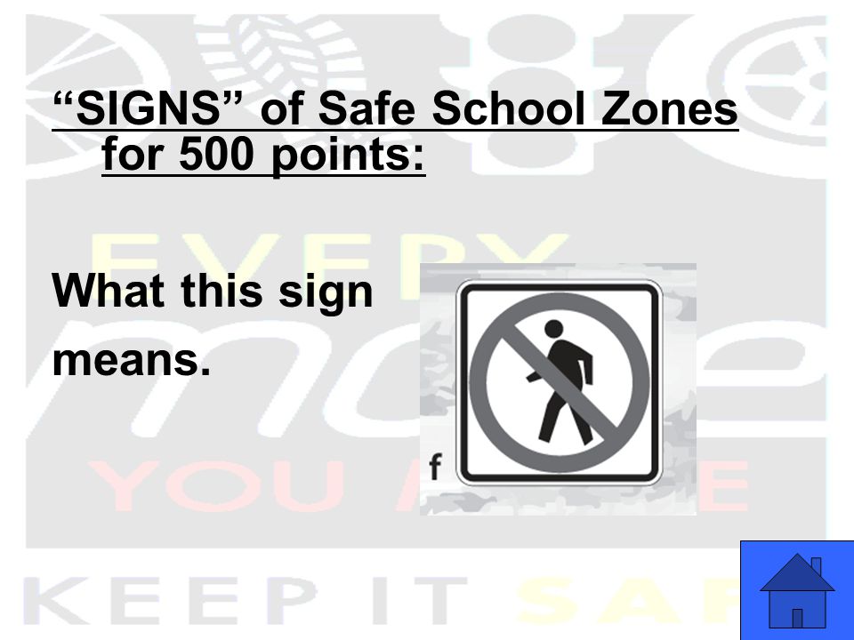 SIGNS of Safe School Zones for 500 points: What this sign means.