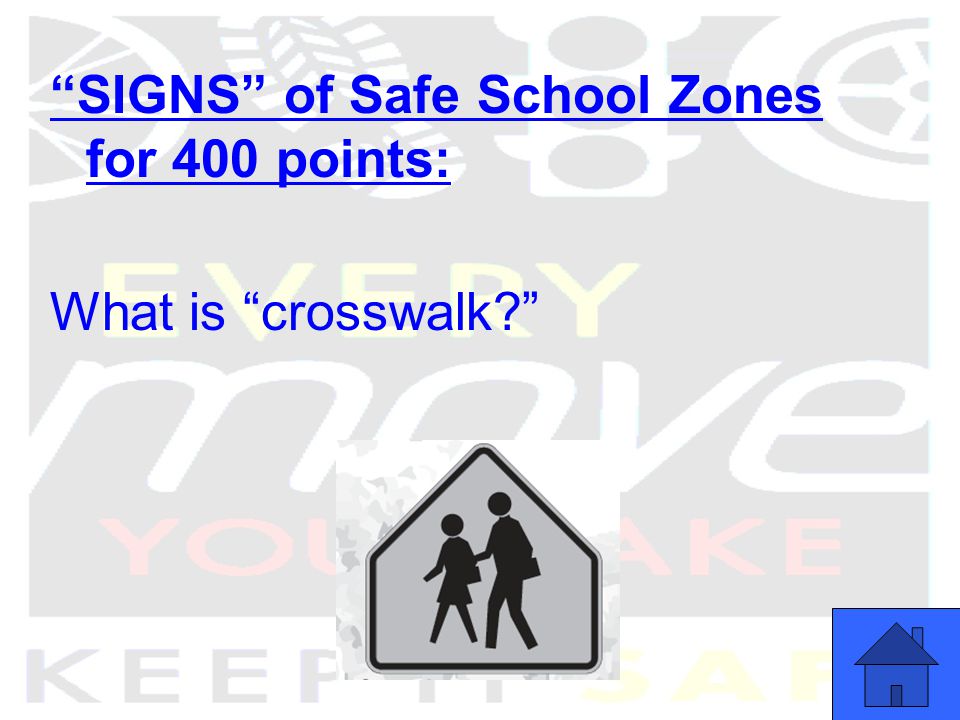 SIGNS of Safe School Zones for 400 points: What is crosswalk
