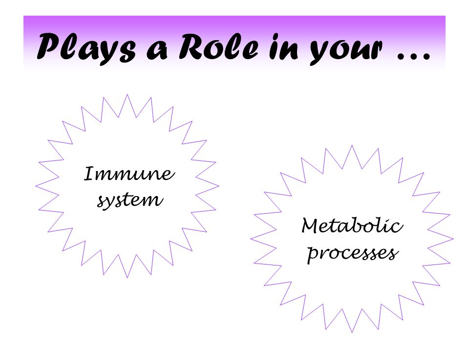 Plays a Role in your … Immune system Metabolic processes