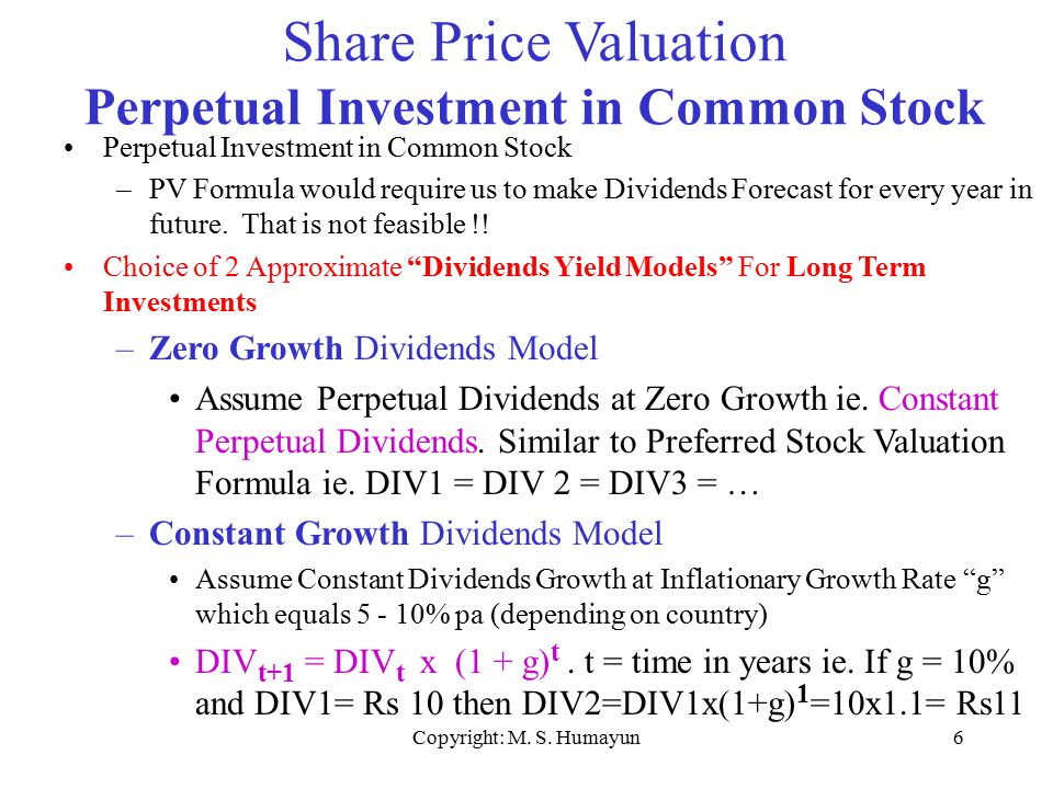 stock valuation formulas