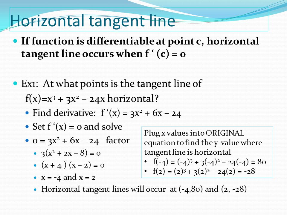W Up Get Out Note Paper Find 12 3 Notes Write The Steps To Horizontal Tangent Line If Function Is Diffeiable At Point C Occurs When