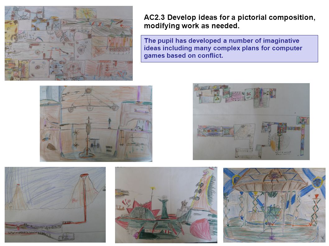 AC2.3 Develop ideas for a pictorial composition, modifying work as needed.