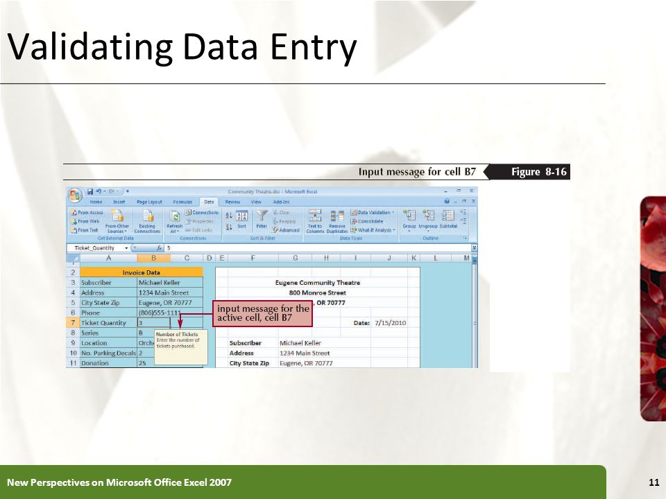XP Validating Data Entry New Perspectives on Microsoft Office Excel