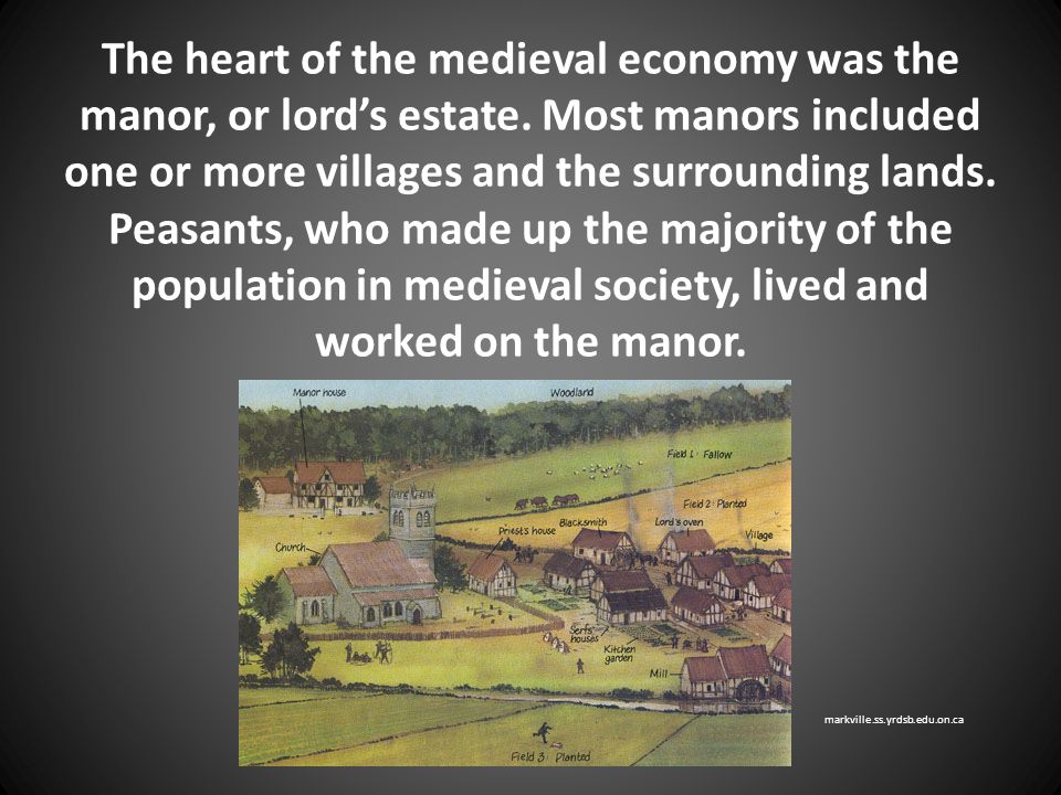 The heart of the medieval economy was the manor, or lord’s estate.