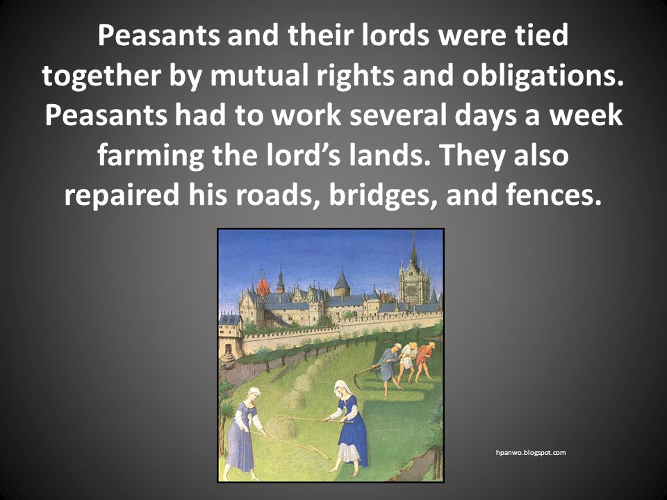 Peasants and their lords were tied together by mutual rights and obligations.