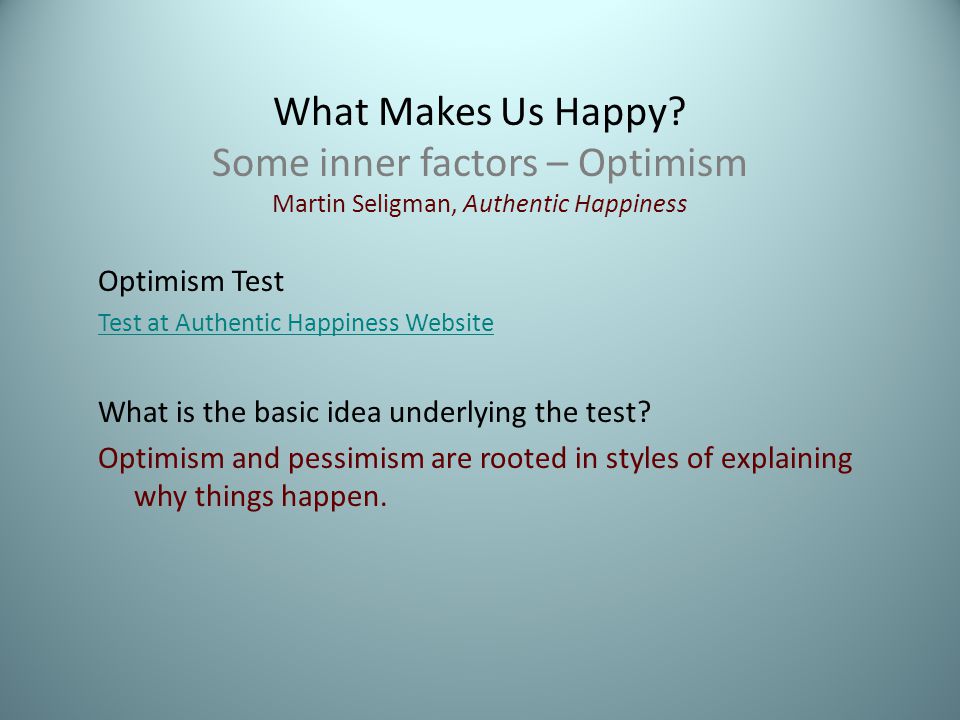 Happiness test authentic Strength Questionnaire