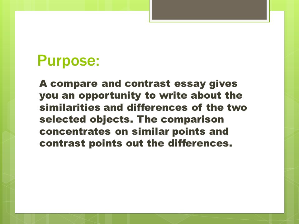 Comparing and contrasting essay format